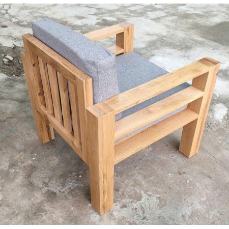ChunKy Oak : Ghế Sofa Đơn Gỗ Sồi Kèm Nệm